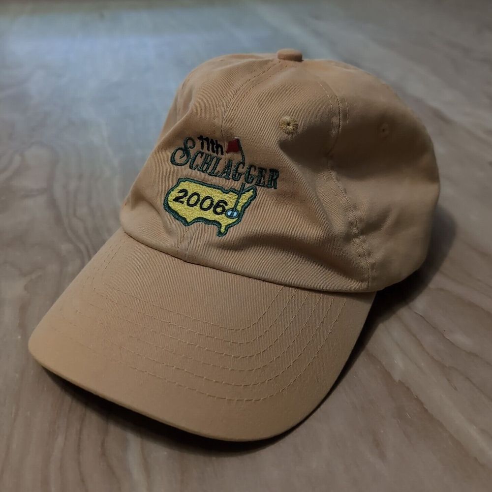 VTG 2006 11th Schlagger MASTERS Golf Hat Cap Strapback American Flag Yellow